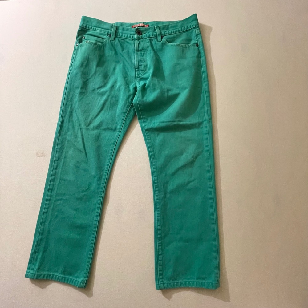 Lacoste Live‎ Mens SIze 33 Green Straight Leg Jeans 100% Cotton F6255